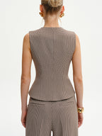 Houndstooth V-Neck Button Vest