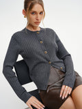 Wool-Blend Ribbed Knit Cardigan