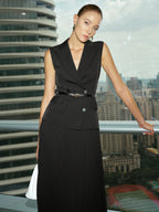 Double-Breasted Belted Vest