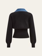 Denim Trim Metal Button Cardigan