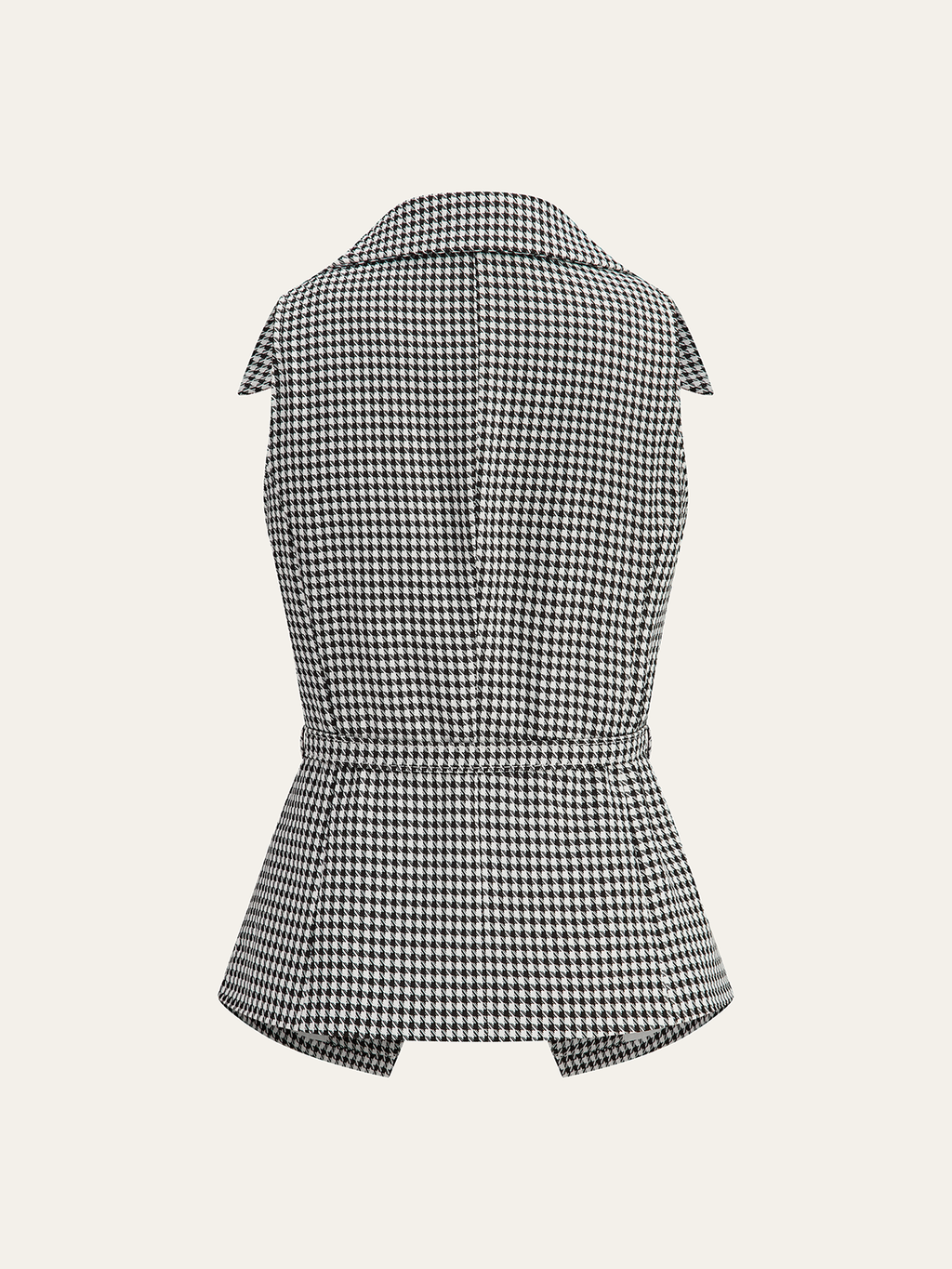 Houndstooth Belted Collar Vest