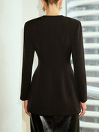 V-Neck Metal Button Blazer
