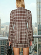 Plaid Single Button Blazer