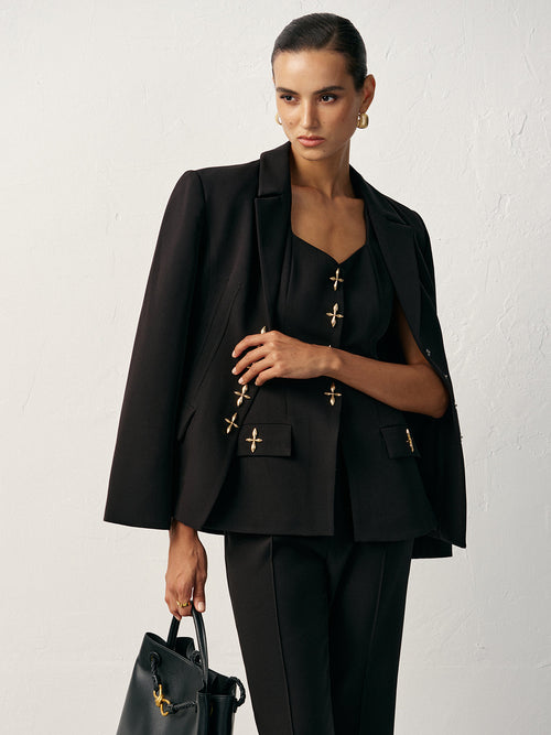 Blazer con Botones en Forma de Cruz