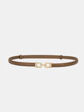 Square Buckle Slim Leather Belt