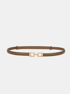 Square Buckle Slim Leather Belt