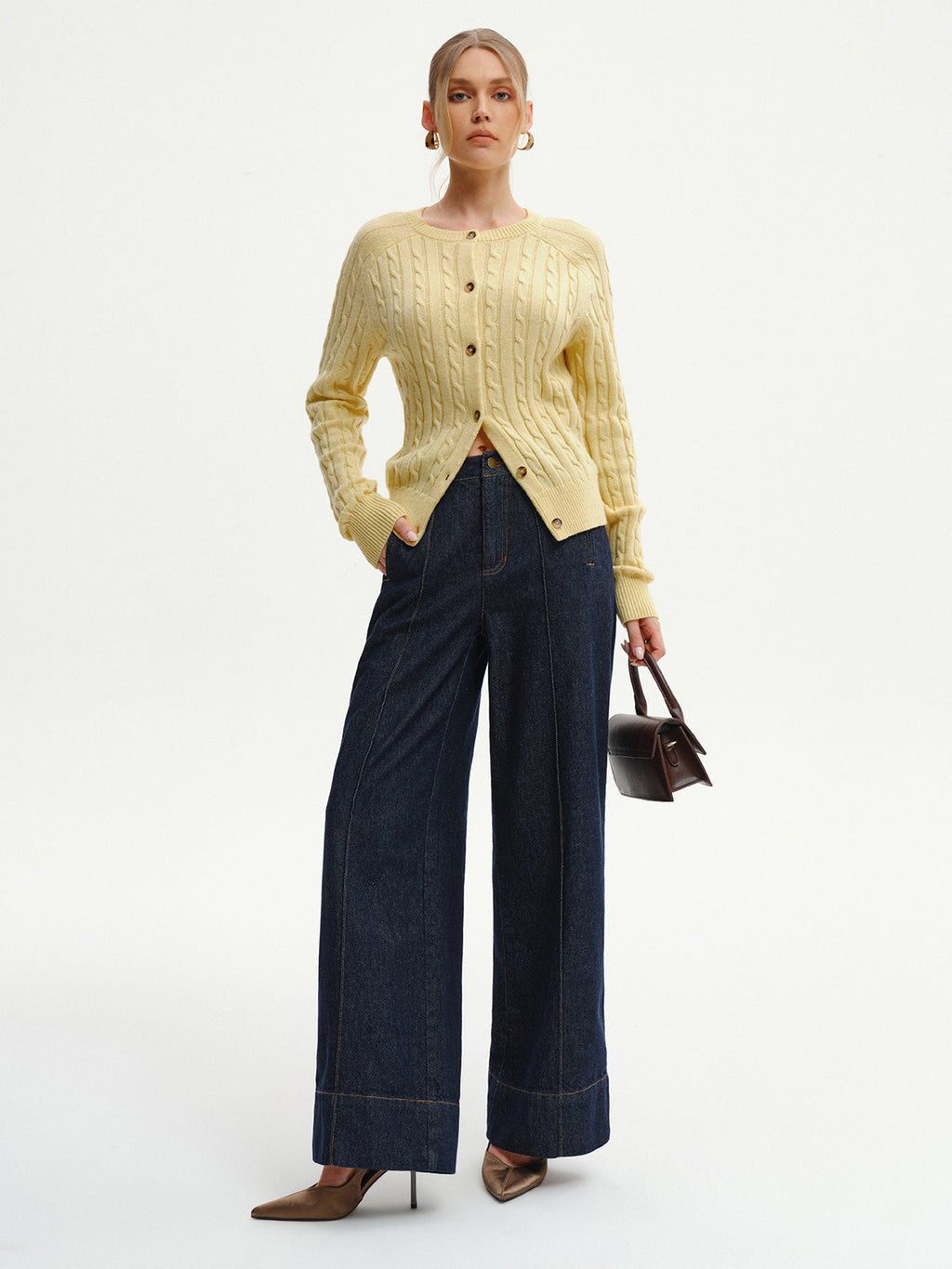 Cable-Knit Buttoned Cardigan