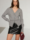 Wool Blend 3D Sequins Floral Cardigan