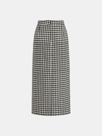 Falda Maxi de Tweed Pata de Gallo con Abertura Frontal
