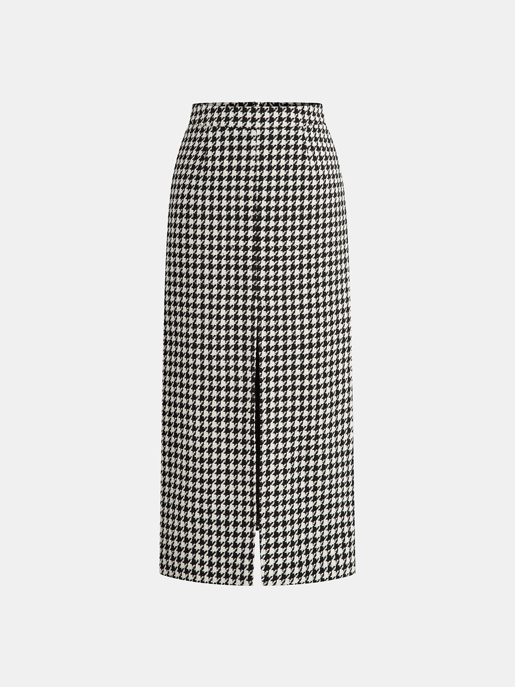 Falda Maxi de Tweed Pata de Gallo con Abertura Frontal