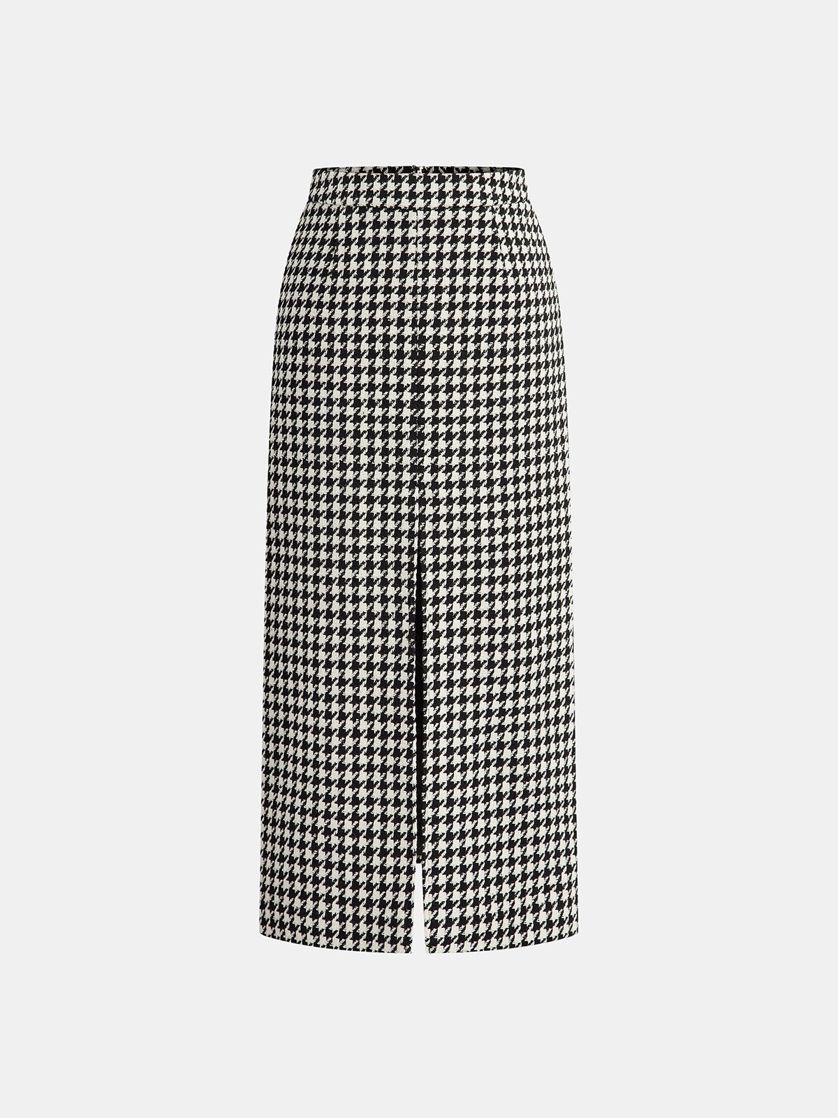 Falda Maxi de Tweed Pata de Gallo con Abertura Frontal