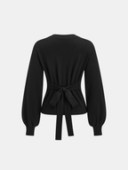 Metal Sun Button Tie-Back Cardigan