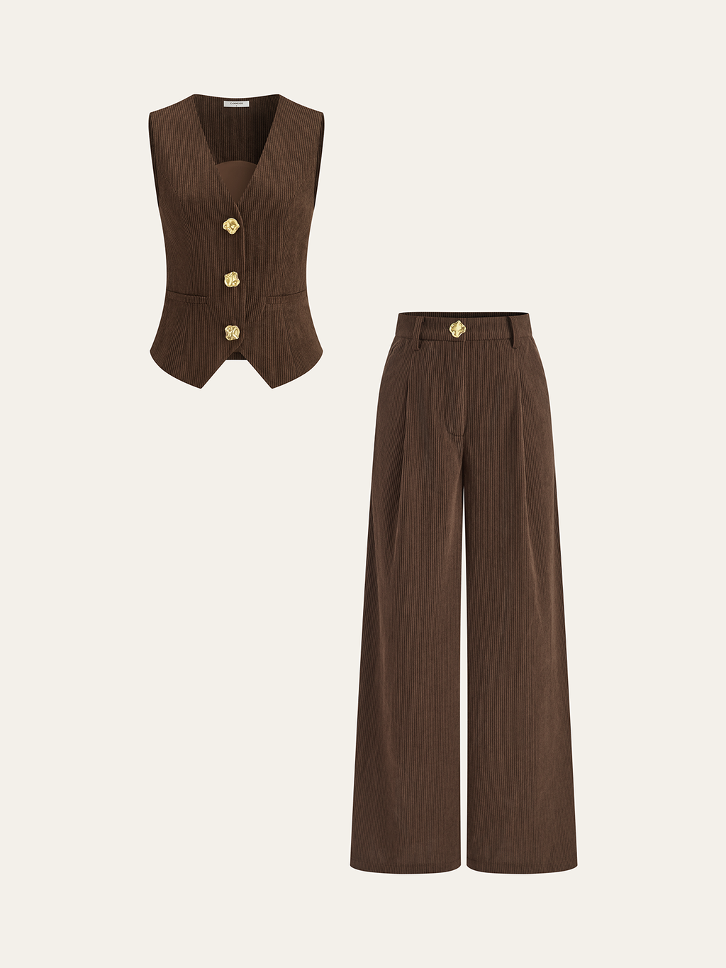Pantalón Ancho Plisado de Pana