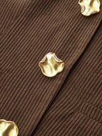 Corduroy V-neck Buttoned Vest