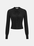 Tie Neck Button Fitted Cardigan