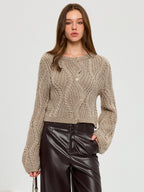 Wool Blend Cable Knit Cardigan