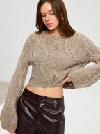 Wool Blend Cable Knit Cardigan