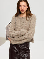 Wool Blend Cable Knit Cardigan