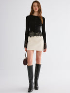 Lace Hem Flared Sleeve Cadigan