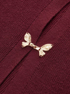 Bow Buckle Peplum Knit Cardigan