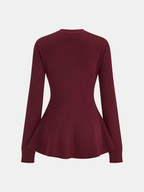 Bow Buckle Peplum Knit Cardigan