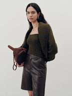 Knit Strapless Top and Cardigan Two-Piece Set
