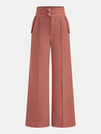 Pantalón Ancho de Cintura Alta con Doble Cinturilla