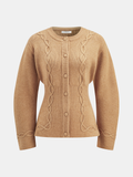 Cinched Waist Cable Knit Cardigan