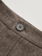 Pantalón de Pierna Curva de Espiga de Cintura Media
