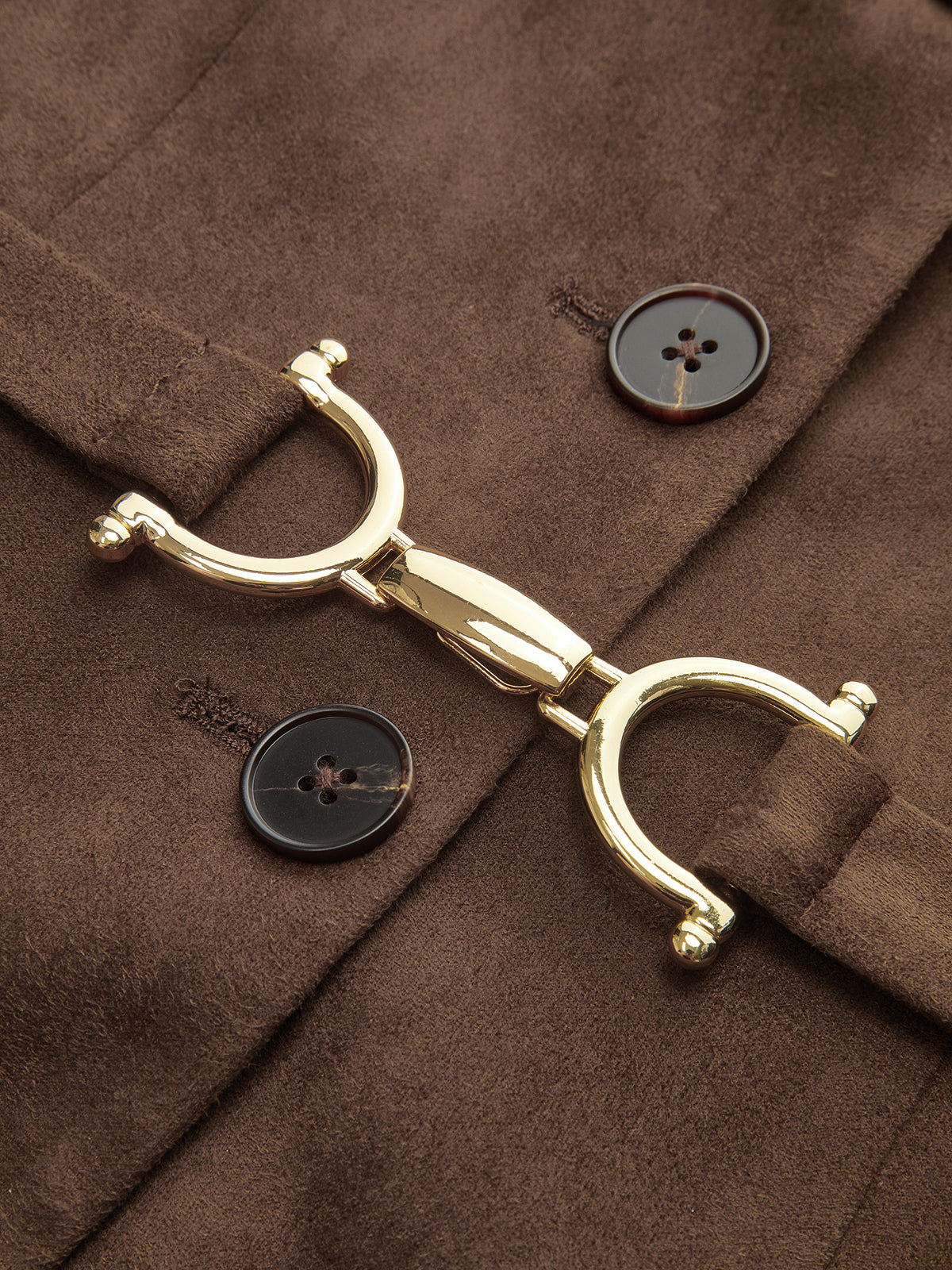 Belted Suede Effect Button-Front Vest
