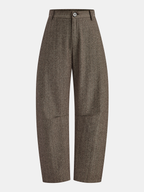 Pantalón de Pierna Curva de Espiga de Cintura Media