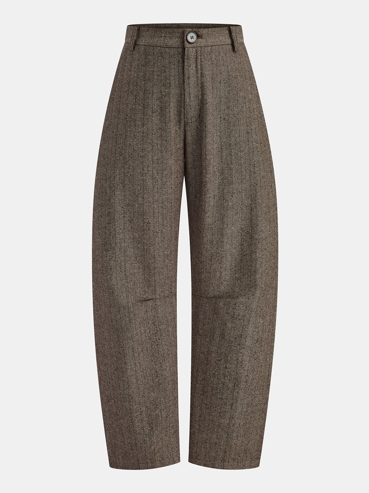 Pantalón de Pierna Curva de Espiga de Cintura Media
