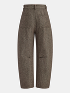 Pantalón de Pierna Curva de Espiga de Cintura Media