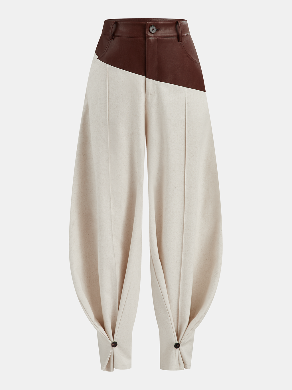Pantalón Globo con Panel de Piel Sintética