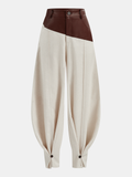 Pantalón Globo con Panel de Piel Sintética