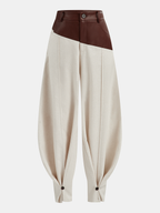 Pantalón Globo con Panel de Piel Sintética