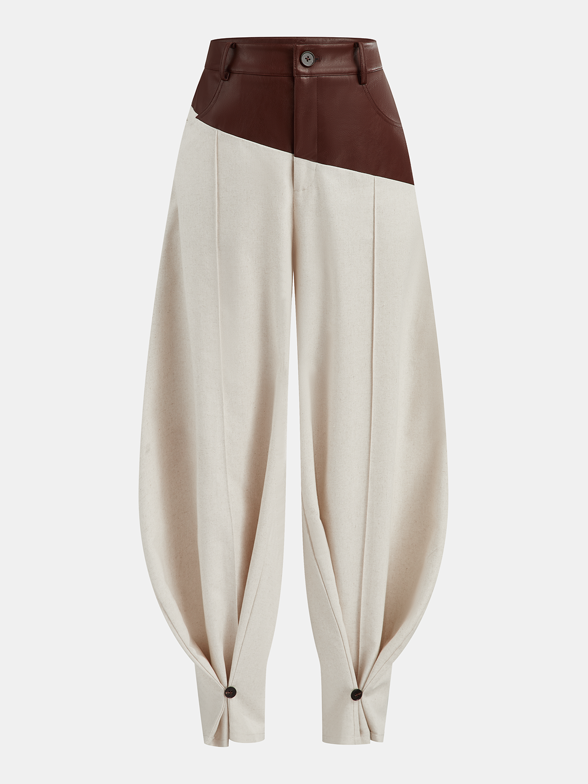 Pantalón Globo con Panel de Piel Sintética