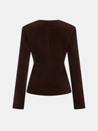 Metal Button Velvet Blazer