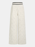 Pantalón Ancho de Tweed con Cinturilla de Contraste