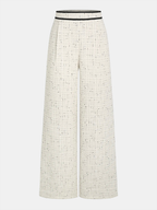 Pantalón Ancho de Tweed con Cinturilla de Contraste