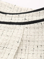 Pantalón Ancho de Tweed con Cinturilla de Contraste