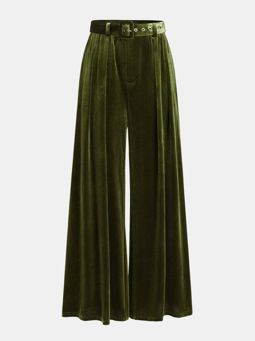 Pantalón Ancho Plisado de Terciopelo con Cinturón