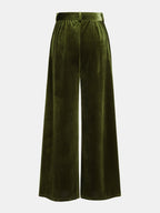 Pantalón Ancho Plisado de Terciopelo con Cinturón