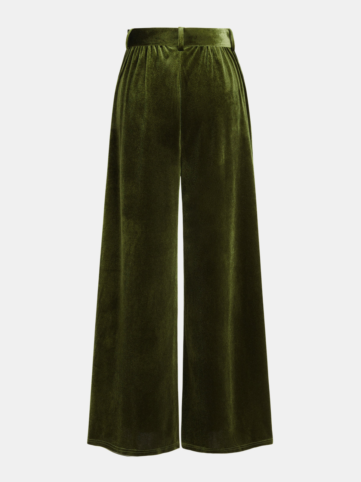 Pantalón Ancho Plisado de Terciopelo con Cinturón