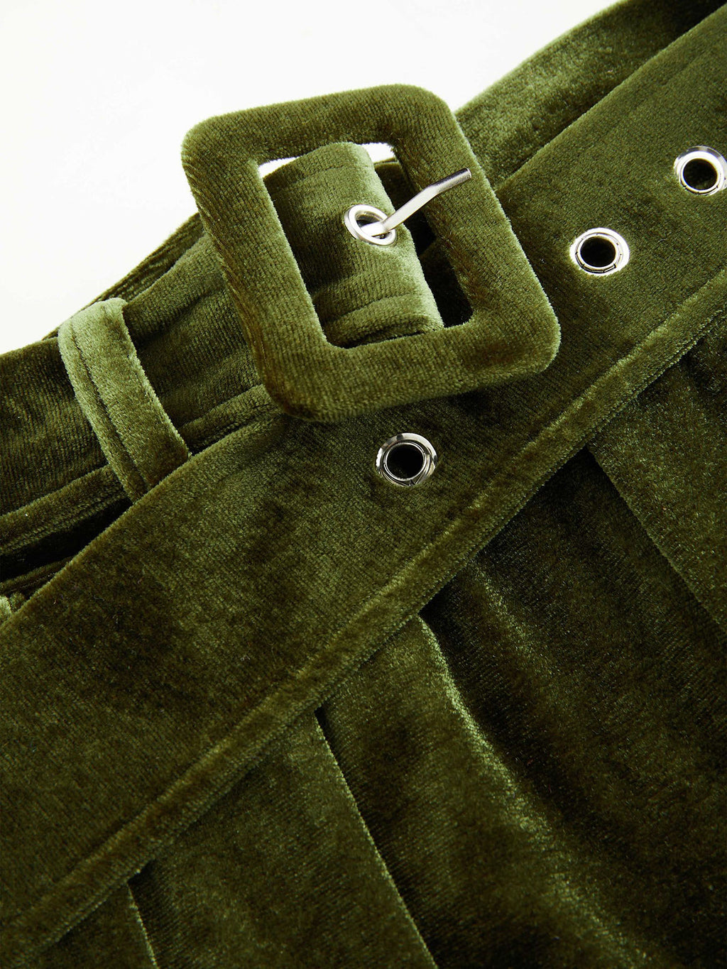 Pantalón Ancho Plisado de Terciopelo con Cinturón