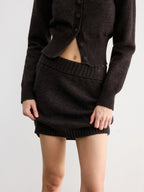 Slim-Fit Knit Cardigan and Mini Skirt Set