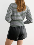 Waist Cinched Stripe Cardigan