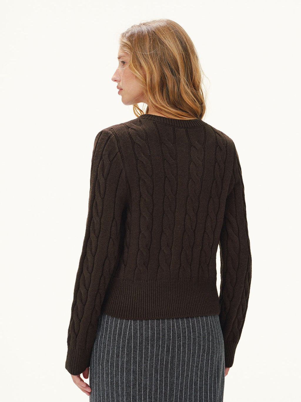 Button-Front Cable-Knit Cardigan