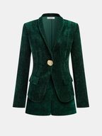 Metal Button Velvet Blazer