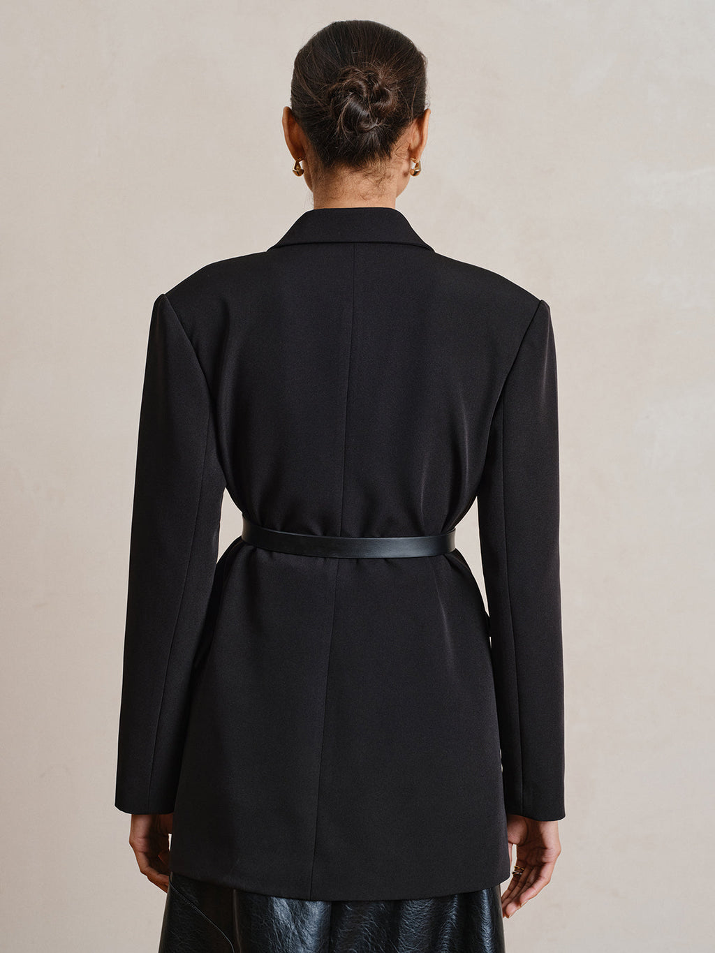 Belted Long Sleeve Lapel Blazer